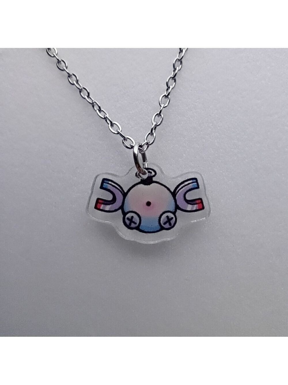 2/$10 Stainless Steel Acrylic Pokemon Magnemite Necklace